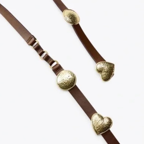 Zara Brown Belt with Gold Heart Accents - Picture 5 of 6